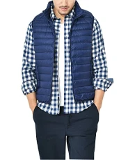 Men's Down Gilet Vest Packable Ultralight Puffer Jacket Coat Navy 2XL