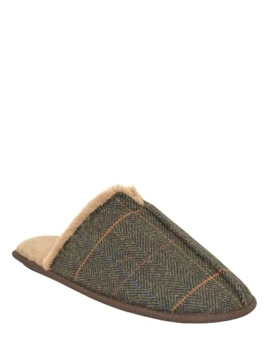 Men's | Dr Keller Wide Fit Mule Slipper – Comfortable Fleece Lined Slippers with Classic Check D