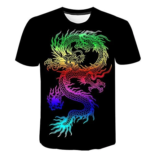 Men's Dragon Totem Print T-Shirts Fashion 3D Print Round Neck Short Sleeve Hip Hop T-Shirt