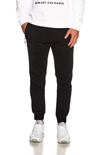 Men's Drawstring Jogger with Zip Pockets Casual Pants, Black, M