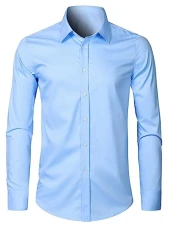 Mens Dress Shirts Business Formal Shirts Regular Fit Wrinkle-Free Stretch Long Sleeve Button Down Ox