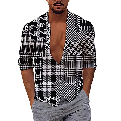 Mens Dress Shirts Classic Floral Print Mens Spring Break Clothes Button Up Henley Shirts for Men Short Sleeve Breathable Work Mature Independence Day Shirts top Men's Activewear Polos
