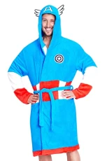 Mens Dressing Gowns with Hood, Super Soft Fleece Bathrobe Fluffy Dressing Gown Teenagers (M, Blue Captain America) Mens Dressing Gowns with Hood, Super Soft Fleece Bathrobe Fluffy Dressing Gown Teenagers (M, Blue Captain America)