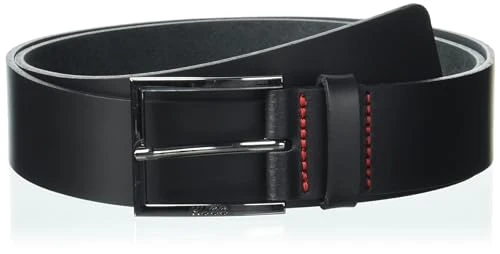 Men's Dressy Leather Belt with Gun Metal Hardware, Black Pepper, 38