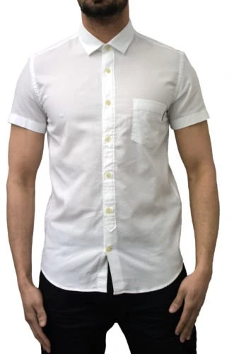 Mens Duck & Cover Shirt Designer Branded Short Sleeve Casual Pocket Top Frigate White