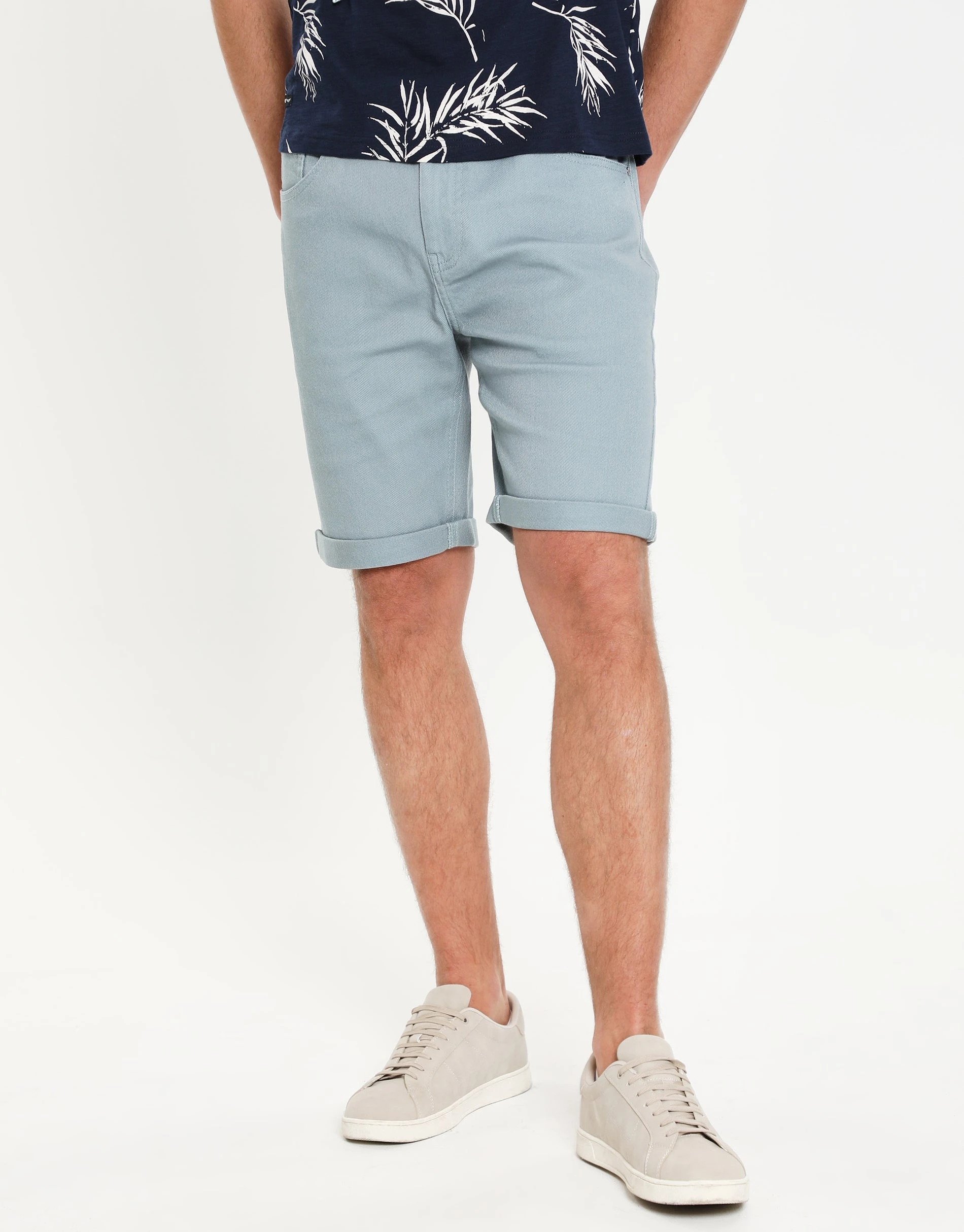 Men's Duck Egg Blue Stretch Cotton Twill Chino Shorts