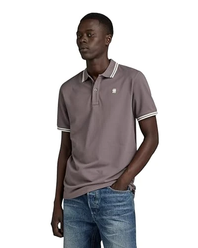 Men's Dunda Slim Stripe Polo Polos, Grey (rabbit D17127-5864-G077), M