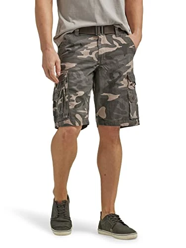 Men's Dungarees Belted Wyoming cargo shorts, Ash Camo, 36 UK