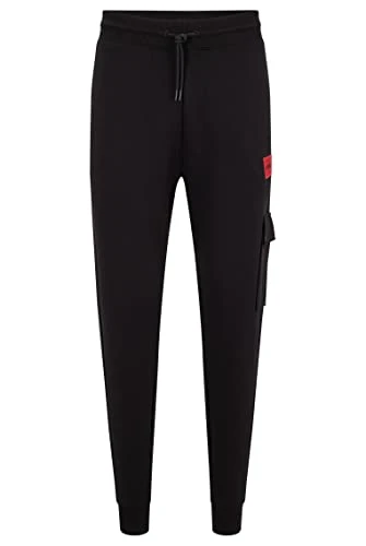 Mens Dwellrom Cotton-terry cargo tracksuit bottoms with red logo label