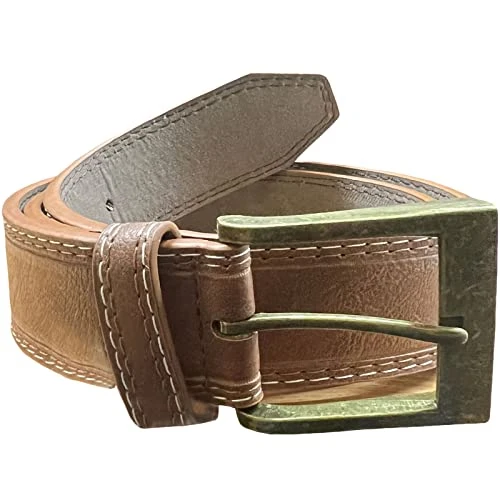 Mens Dylan Big Tall Tan Bonded Leather Metal Buckle Belt - 42