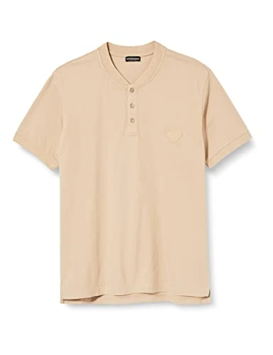 Men's Eagle Patch Short Sleeve Polo Shirt, Sand Yellow, XL