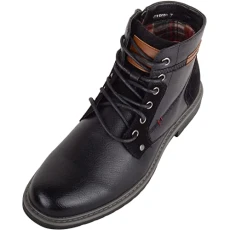 Mens Easy Slip On Smooth Faux Leather Smart Formal Work Checked Inners Ankle Boots Shoes - Black - UK 10 / EU 44
