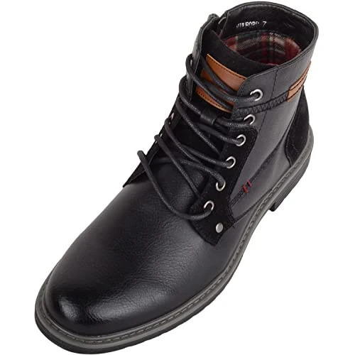 Mens Easy Slip On Smooth Faux Leather Smart Formal Work Checked Inners Ankle Boots Shoes - Black - UK 10 / EU 44