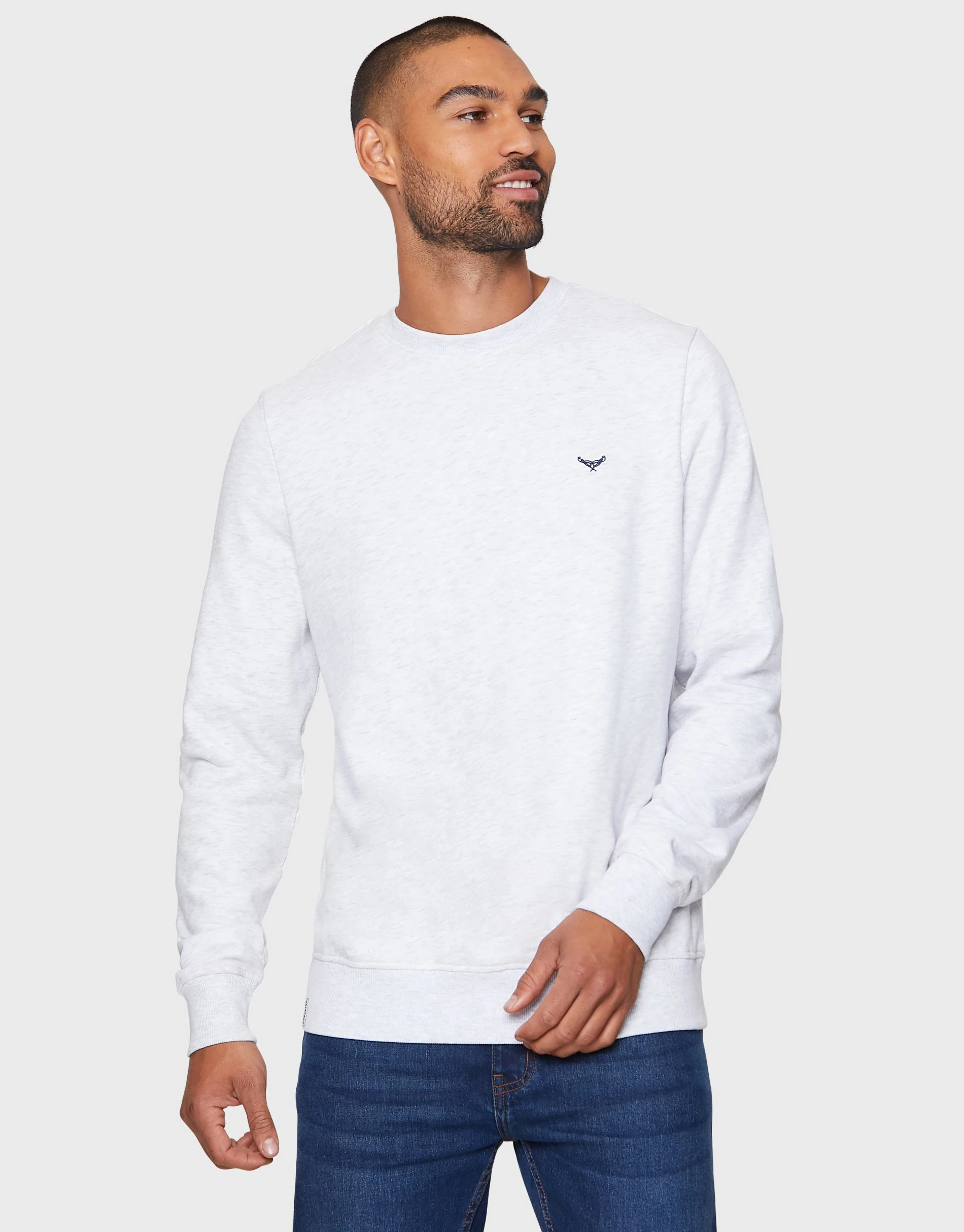 Men's Ecru Marl Crew Neck Sweatshirt