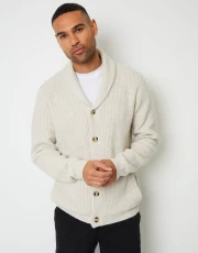 Men's Ecru Marl Shawl Cardigan