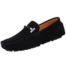 Mens Elegant Buckle Loafers Comfort Suede Driving Shoes Stylish Moccasin Slippers Black SN19020 UK9