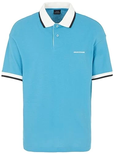 Men's Embroidered Front, Back 91 Logo, Short Sleeves Polo Shirt, Blue, M