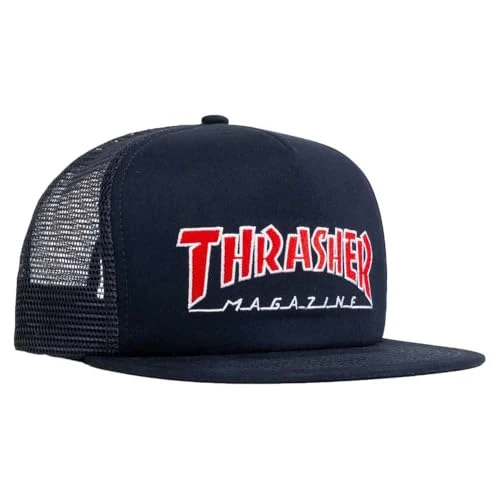 Men's Embroidered Outlined Mesh Snapback Hat Navy Blue