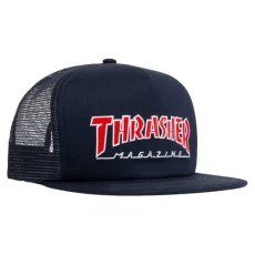 Men's Embroidered Outlined Mesh Snapback Hat Navy Blue