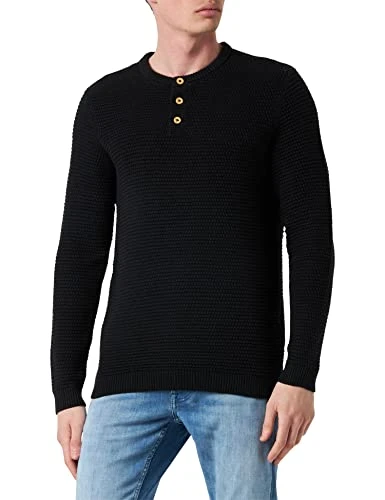 Men's Emil C Henley Sweater, Black Beauty 4185, M