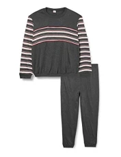 Men's En Molleton Thermolactyl-11547 Pajama Set, Striped Grey, XL Men's En Molleton Thermolactyl-11547 Pajama Set, Striped Grey, XL