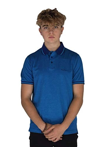 Mens Engineered Thin Stripe Polo with Signature Embroidery (2XL, Turquoise/Navy)