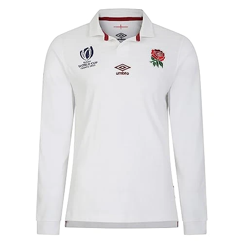 Mens England Rugby Home Classic Long Sleeve Shirt RWC White 3XL