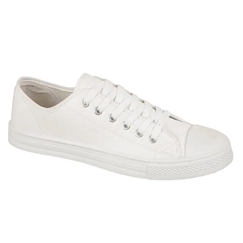Mens Espadrilles Gym Trainers Canvas Lace Up Casual Plimsolls Pumps Shoes Size All White-Cambridge 8
