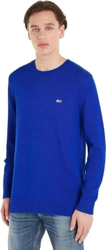 Men's Essential Crew Neck Jumper Pullover, Blue (Ultra Blue), M