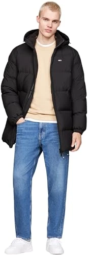 Men’s Essential Down Parka with Hood, Black (Black), M