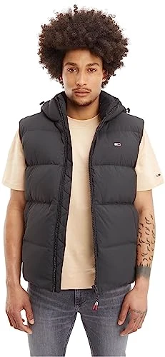 Men's Essential Down Vest Padded, Black (Black), S