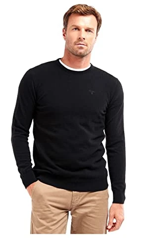 Men's Essential Lambswool Crew Neck Jumper - Black (Small)