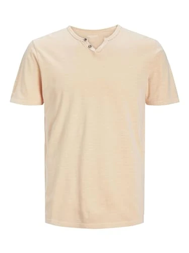 Men's Essential Tee V-Neck Short Sleeve Cotton Jersey Top with Buttons JJESPLIT, Colours:Orange, Size:XXL