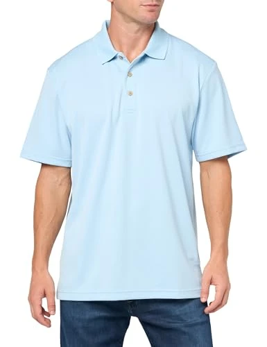 Men's Essential Textured Performance Polo Shirt, Moisture-Wicking Technology, Regular Fit (Size Small-5x Big & Tall), Cerulean, XXL