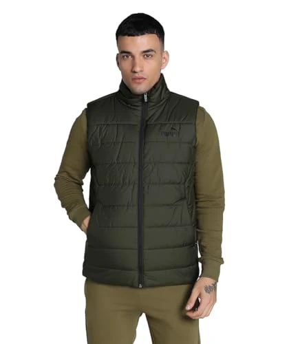 Mens Essentials Padded Vest Dark Olive Size M