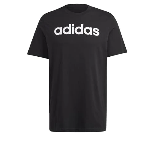 Men's Essentials Single Jersey Linear Embroidered Logo T-shirt Short Sleeve T-Shirt, Black, XL