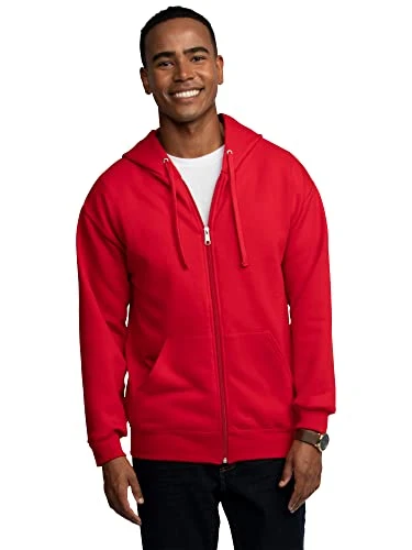 Men's Eversoft Fleece Crewneck Sweatshirts, Moisture Wicking & Breathable, Sizes S-4x Shirt, Red, L