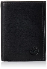 Men's Exclusive Blix Fine Leather Trifold Wallet, Black, One Size