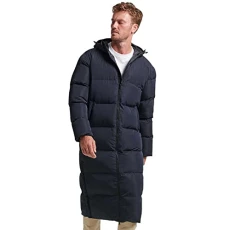 Mens Extra Long Puffer Coat, Relaxed Fit, Quilted, Puffer Design, Eclipse Navy, L