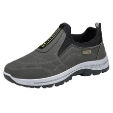 Mens Extra Wide Fit Hiking Shoes Waterproof Trekking Trainers Comfortable Outdoor Hiking Shoes Slip on Work Shoes Lightweight Walking Shoes Anti Slip Climbing Backpacking Camping Trails Shoes Grey