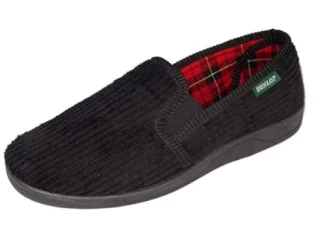 Men's Famous  BYRON Corduroy Slippers BLACK size 9 UK