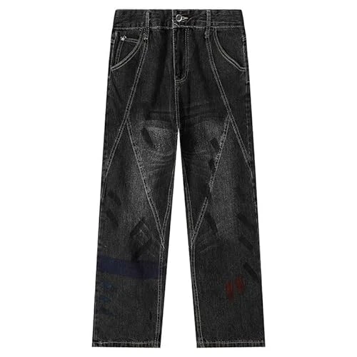 Men's Fashion Casual Distressed Jeans Straight Trousers Denim Pants Washed Jeans Skateboard Cargo Je