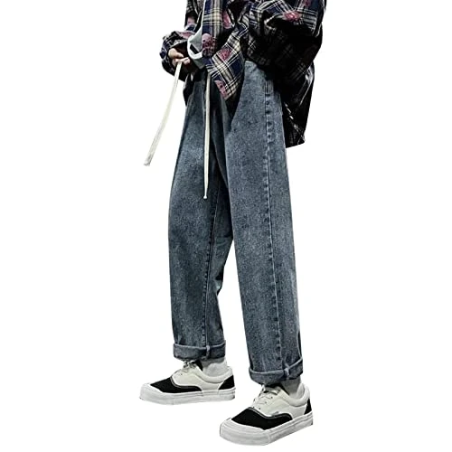 Men's Fashion Casual Solid Denim Straight Pants Tassel Trousers Leg Zip Fly Pocket Jeans Trousers Summer Jeans Men, c, 3XL