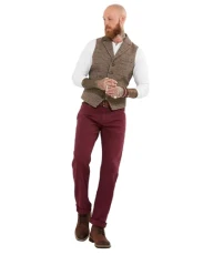 Men's Fashion Chino Style Denim Straight Fit Jeans, Burgundy, Regular Fit, 34R