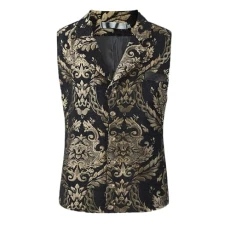 Men's Fashion Single-Breasted Suit Vest Men's Sleeveless Vest Coat Flash Tank Top Western Men's Vest with V-Neck for Business, black, L