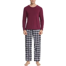 Men's Fashion Two Piece Sets Casual Crew Neck Plain Long Sleeve Checked Trousers Suit Pyjamas Home Service Suit Jogging Suit Men Light Blue, gray, L Men's Fashion Two Piece Sets Casual Crew Neck Plain Long Sleeve Checked Trousers Suit Pyjamas Home Service Suit Jogging Suit Men Light Blue, gray, L