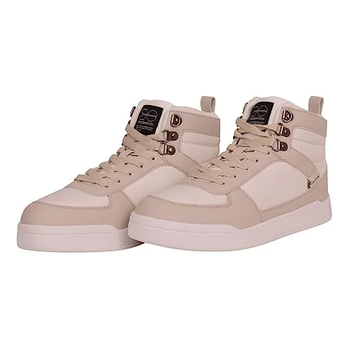 Mens Faux Leather High Top Trainers Suede Panel Sneakers Off White 11