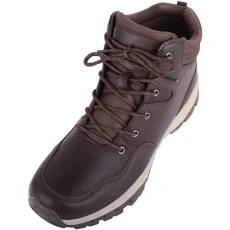 Mens Faux Leather Slip On Walking Hiking Mountain Winter Lace Up Boots - Brown - UK 8 / EU 42 Mens Faux Leather Slip On Walking Hiking Mountain Winter Lace Up Boots - Brown - UK 8 / EU 42