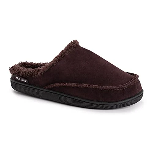 Men's Faux Suede Clogs Slipper, Brown, 11/12 UK