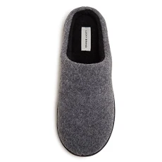 Mens Faux Wool Clog Slippers with Memory Foam, Grey, L